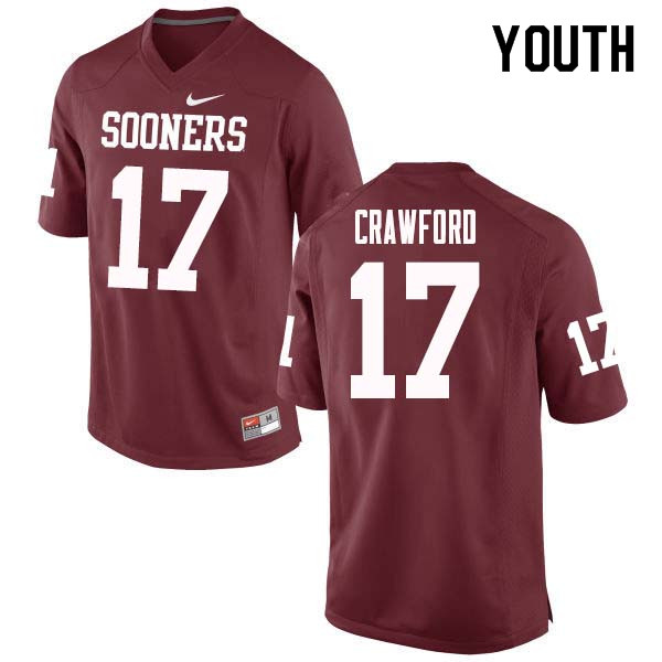Youth #17 Jaquayln Crawford Oklahoma Sooners College Football Jerseys Sale-Crimson
